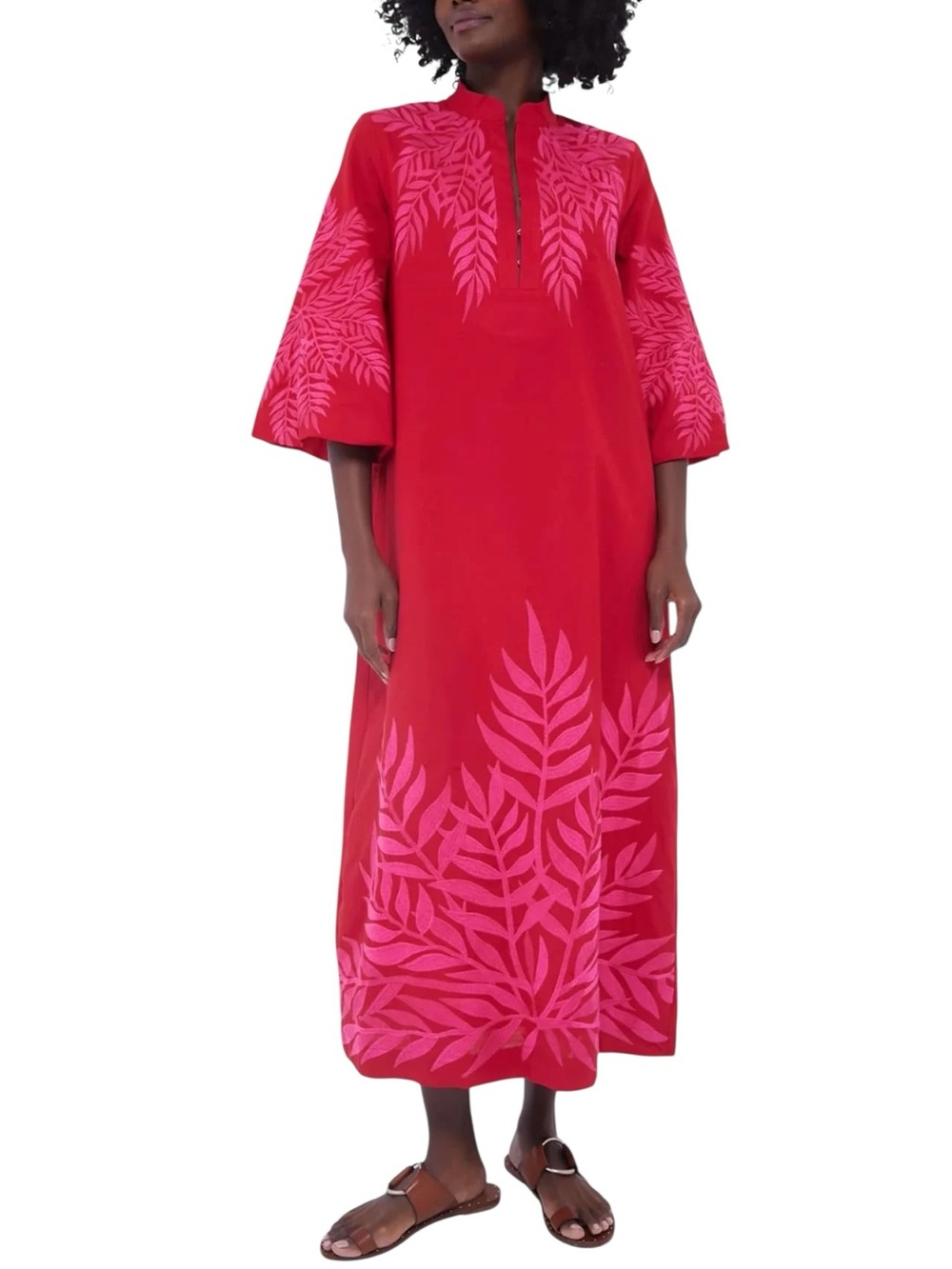 Tuckernuck x India Hicks Embroidered Windermere Caftan in Scarlett and Hot Pink